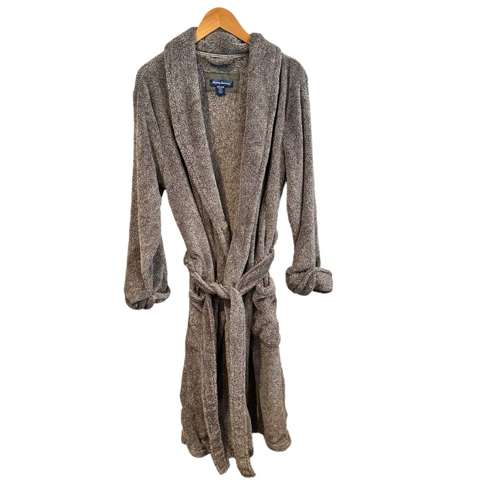 TOMMY BAHAMA PLUSH ROBE GRAY MENS soft lounge beach‎ SIZE S/M Small medium